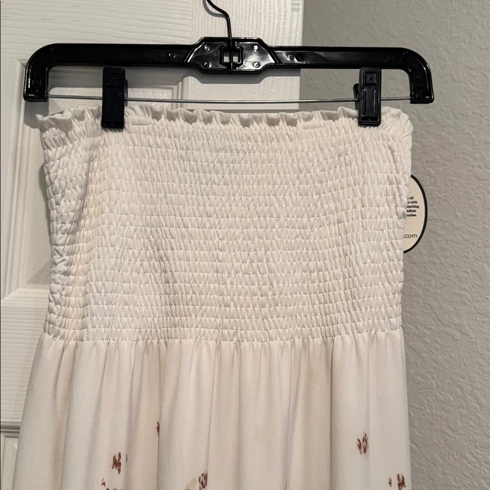 Soma Strapless Leopard Print Dress - Cream and Brown - Picture 2 of 3